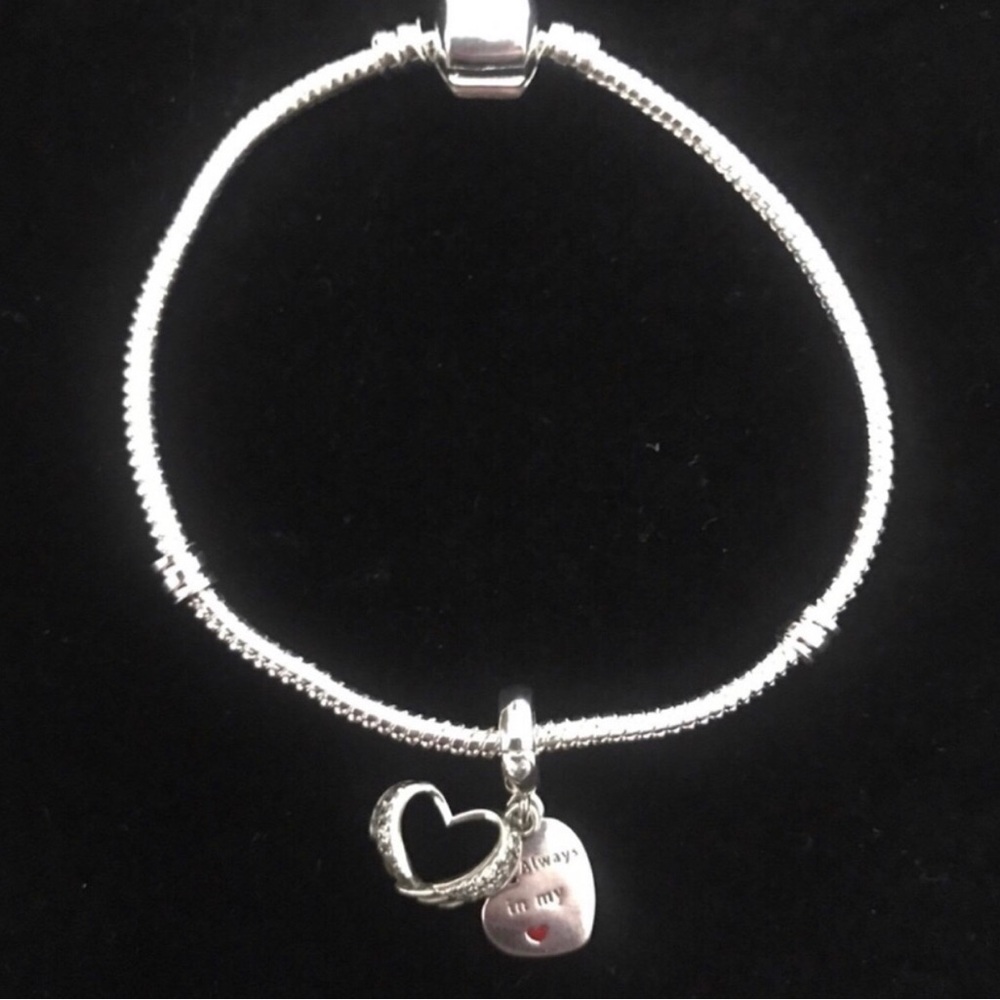 Sterling Silver Heart Charm Bracelet